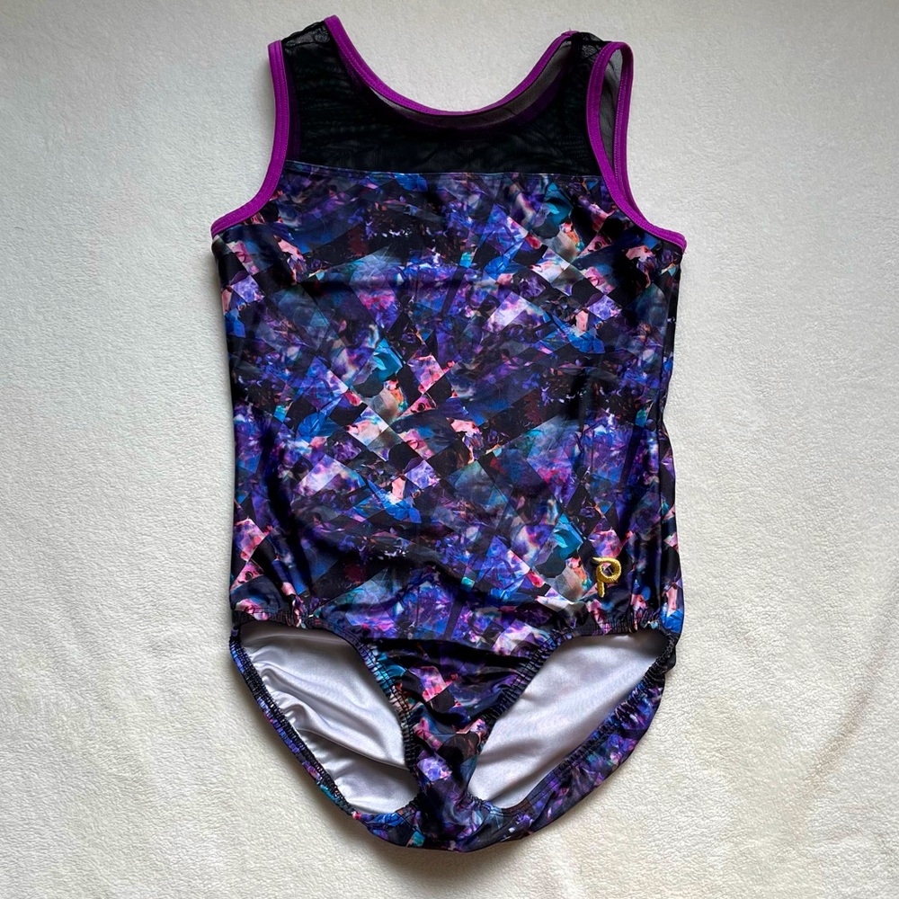 Plum Purple glass effect gymnastics leotard